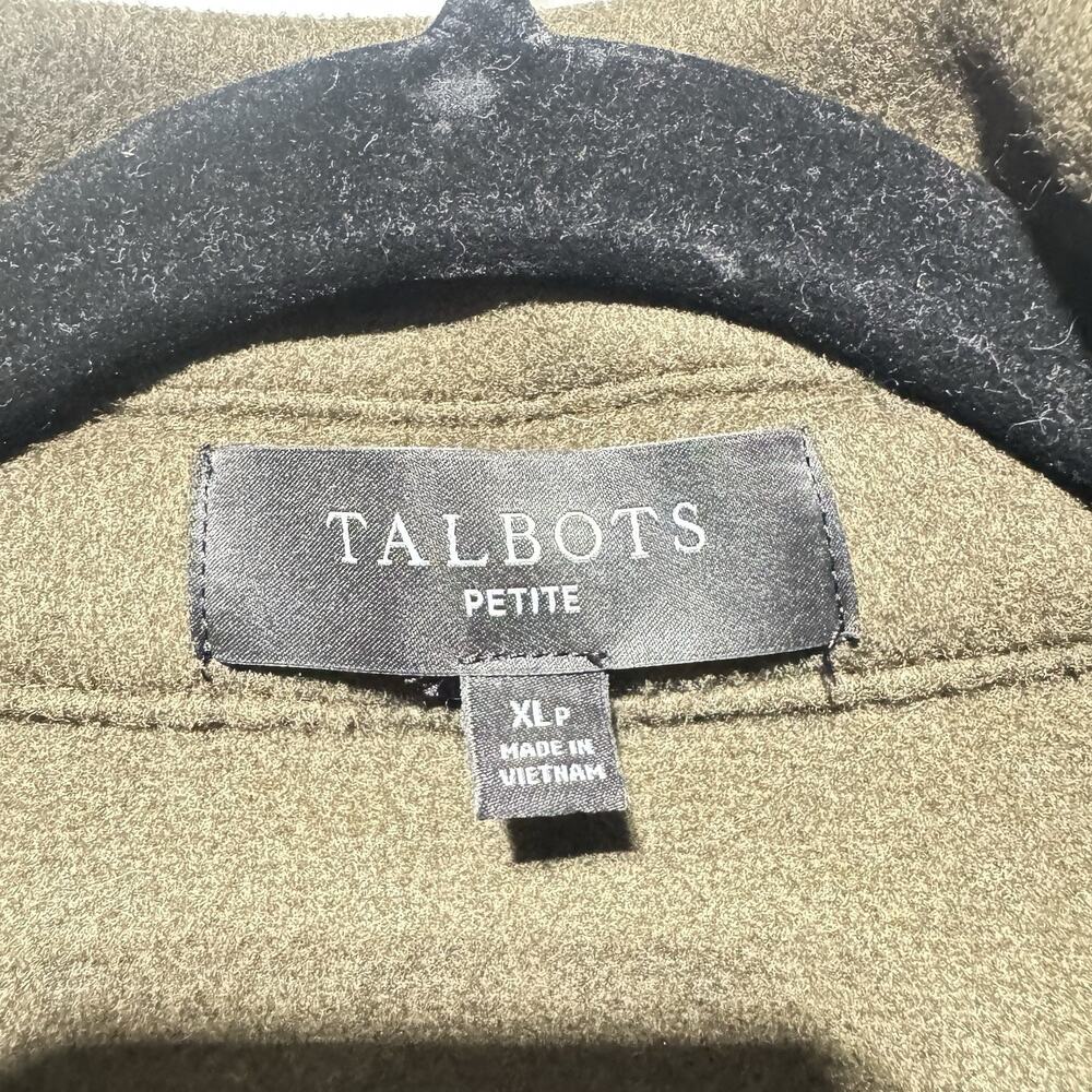 Talbots Brushed Wool Blend Bomber Jacket Size XL Petite Deep Olive - Picture 2 of 6